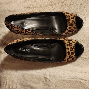 Aldo Leopard Print Peep Toe Heel